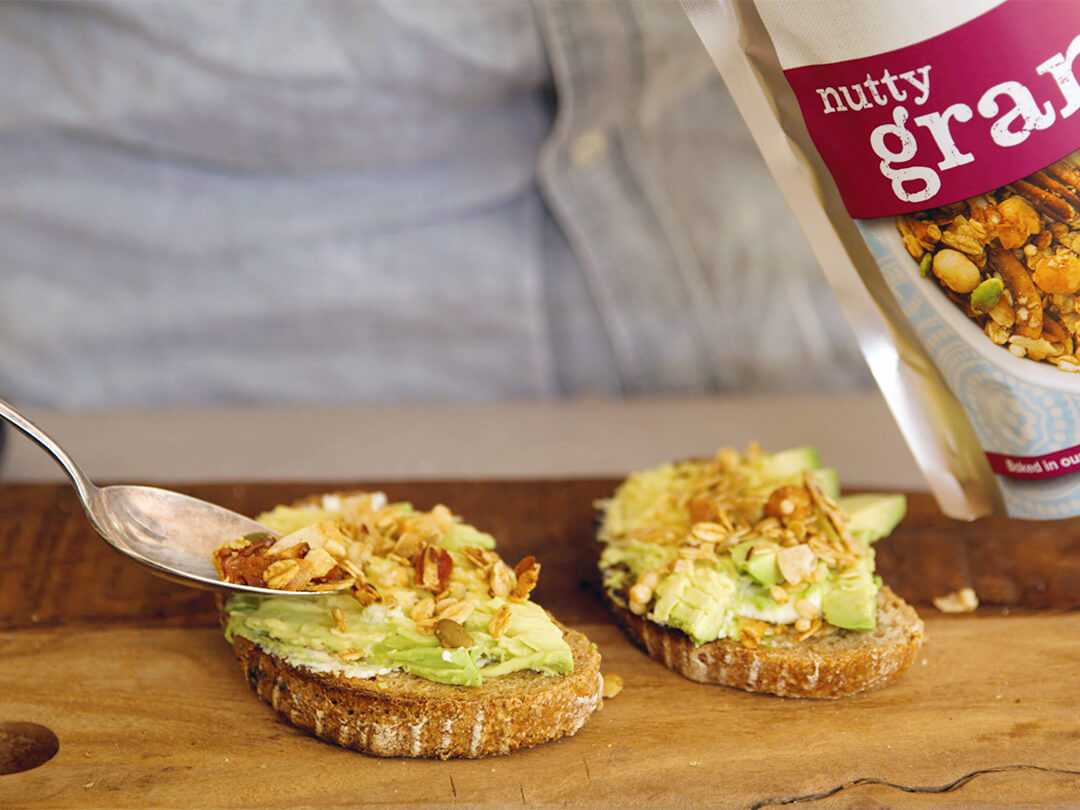 Brookfarm Avocado & Ricotta Smash with Nutty Granola