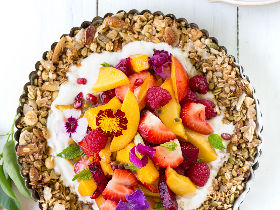 Nutty Granola Fruit Flan