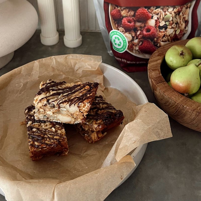 The Beach People Brookfarm Recipe Macadamia Cranberry Muesli Slice Treat Snack Afternoon Tea